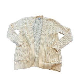 American Eagle Women’s Small Long Cardigan Sweater Yellow Open Front‎